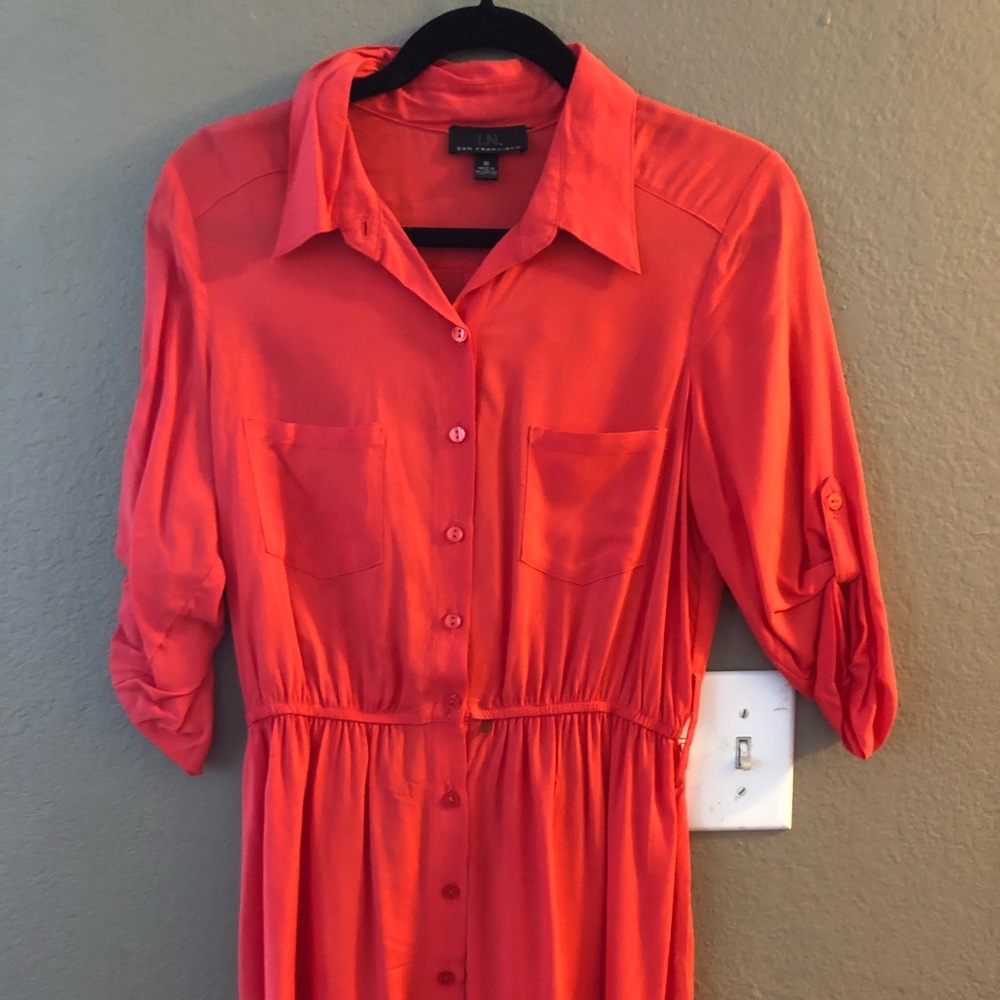 Salmon color shirt dress